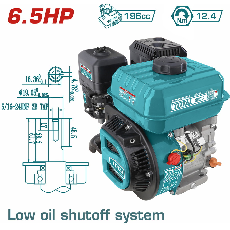 TGEN16821 TOTAL ΕΠΑΓΓ. ΚΙΝΗΤΗΡΑΣ ΒΕΝΖ. 196cc - 6.5HP ΣΦΗΝΑ (TGEN16821) - Image 1