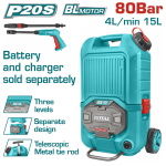 TOTAL ΕΠΑΓΓ. ΠΛΥΣΤΙΚΟ ΥΨΗΛΗΣ ΠΙΕΣΗΣ ΜΠΑΤ. Li-ion 2X20V ΧΩΡΙΣ ΜΠΑΤΑΡΙΑ & ΦΟΡΤΙΣΤΗ (TPWLI4006)