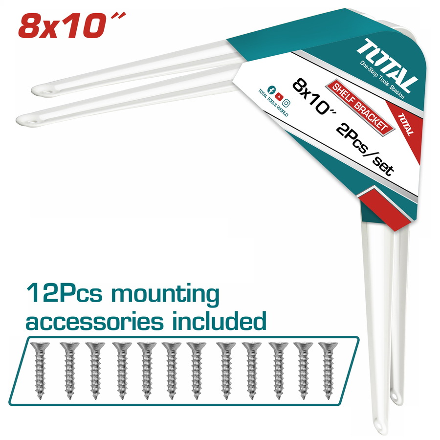 TSB10810 TOTAL ΓΩΝΙΑ ΡΑΦΙΩΝ ΛΕΥΚΗ 20 Χ 25cm 2ΤΕΜ (TSB10810) - Image 1