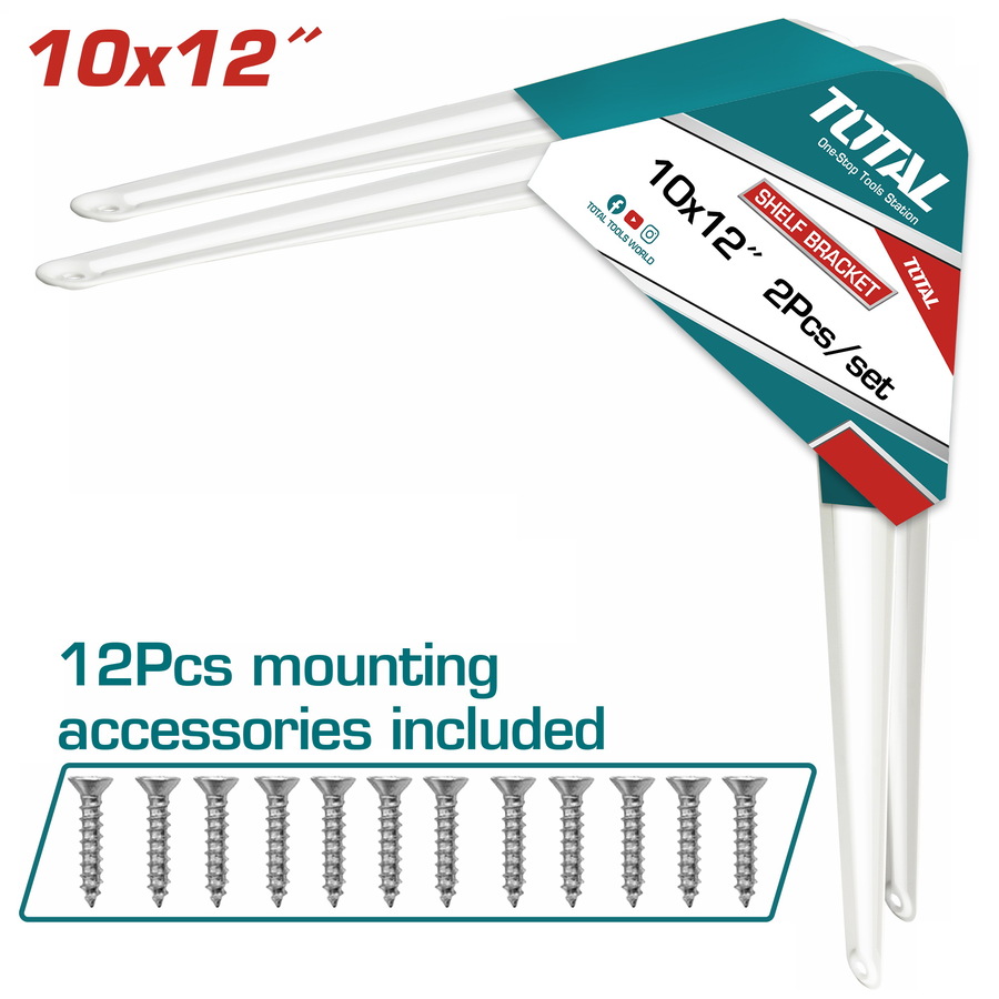 TSB11012 TOTAL ΓΩΝΙΑ ΡΑΦΙΩΝ ΛΕΥΚΗ 25 Χ 30cm 2ΤΕΜ (TSB11012) - Image 1