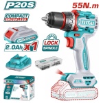 TOTAL ΕΠΑΓΓ. ΔΡΑΠ/ΒΙΔΟ ΜΠΑΤ. Li-ion 20V / 2Ah / 55Nm / 1 ΜΠΑΤ BL Motor (TDLI205582E)