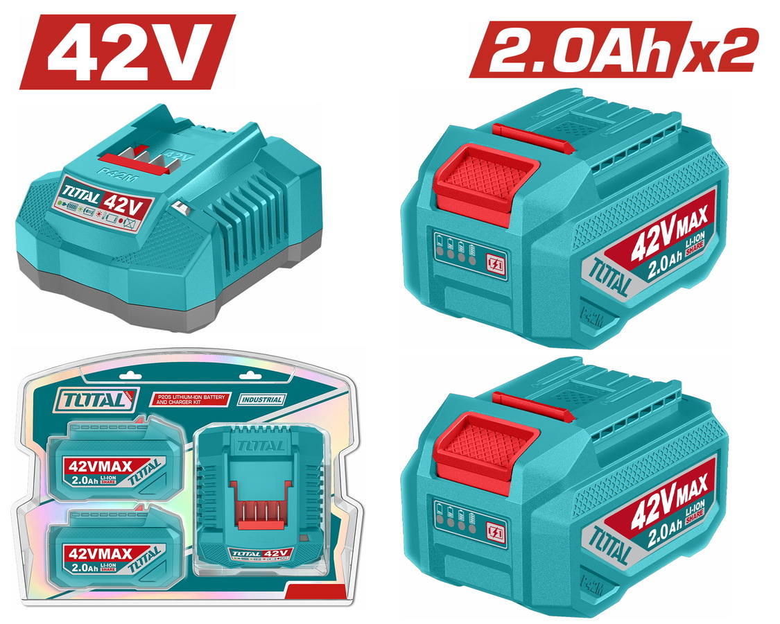 TFBCPM20221E TOTAL ΕΠΑΓΓ. ΣΕΤ 2τεμ ΜΠΑΤ. TFBLI42201E Li-ion 42V/2Ah + 1τεμ ΦΟΡΤΙΣΤΗΣ TFCLI42021E (TFBCPM20221E) - Image 1