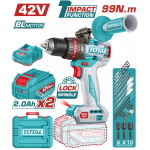 TOTAL ΕΠΑΓΓ. ΔΡΑΠ/ΒΙΔΟ ΚΡΟΥΣΤΙΚΟ ΜΠΑΤ. Li-ion 42V / 2Ah / 99Nm / 2 ΜΠΑΤ BL Motor (TIDLI429982E)