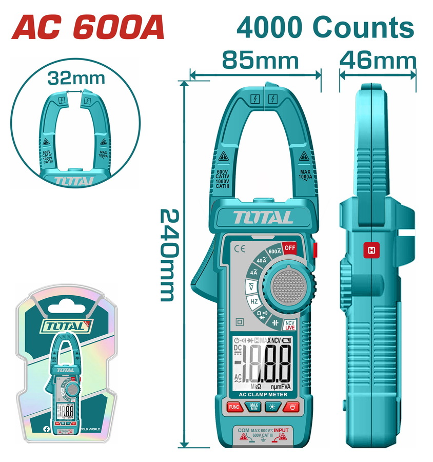 TMT766001 TOTAL ΕΠΑΓΓ. ΑΜΠΕΡΟΤΣΙΜΠΙΔΑ ΨΗΦΙΑΚΗ 600Α AC/DC True RMS (TMT766001) - Image 1